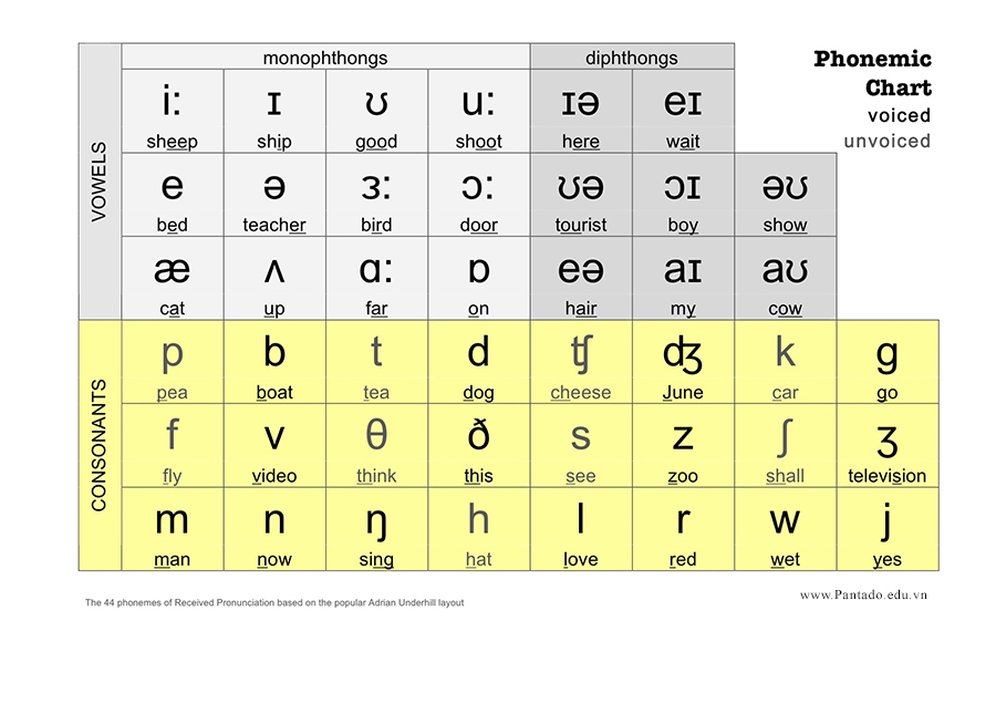 bảng phonemic chart