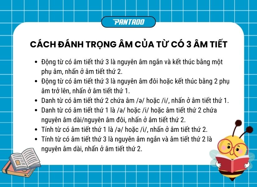 Cách đánh trọng âm của từ có 3 âm tiết