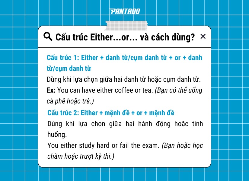 Cấu trúc Either…or… và cách sử dụng