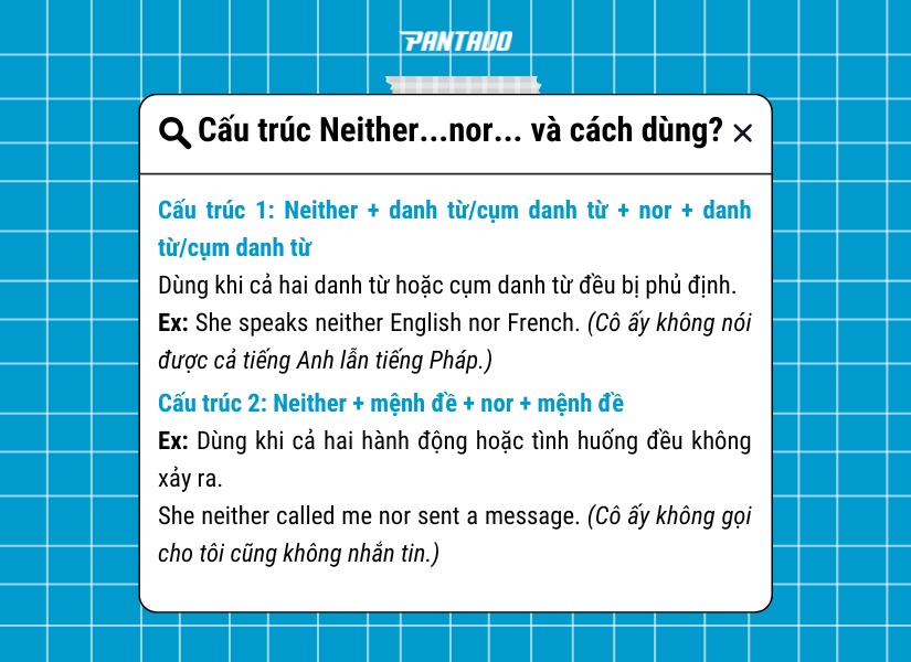 Cấu trúc Neither…nor… và cách dùng