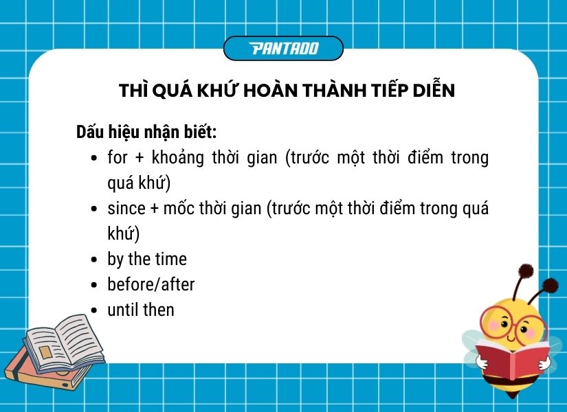 Dấu hiệu nhận biết các thì - thì quá khứ hoàn thành tiếp diễn