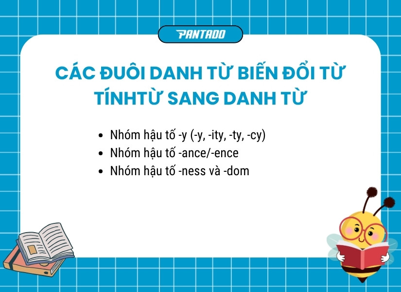 Các đuôi danh từ biến đổi từ tính từ sang danh từ