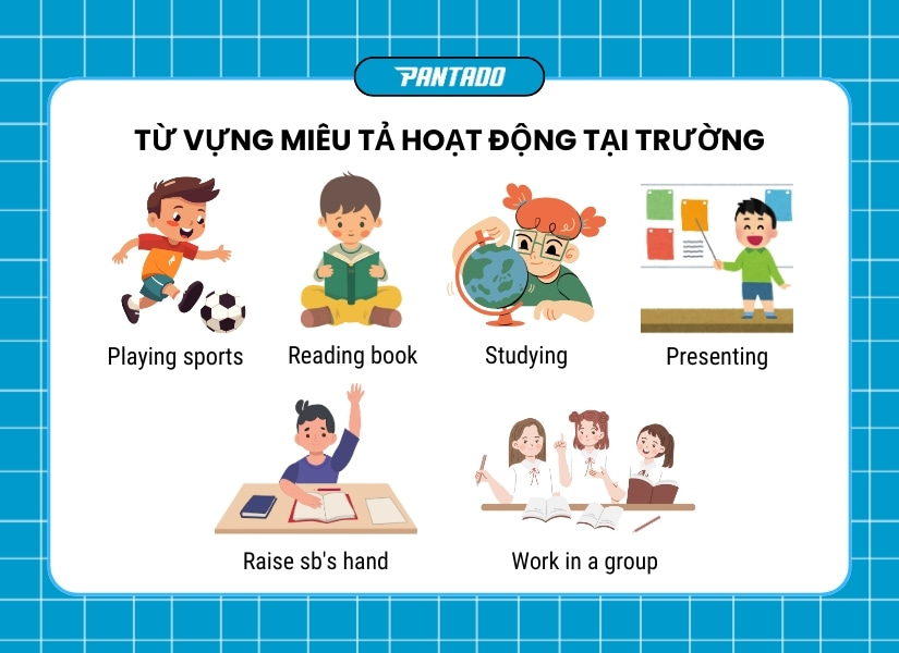 Từ vựng tiếng Anh chủ đề miêu tả các hoạt động trên trường