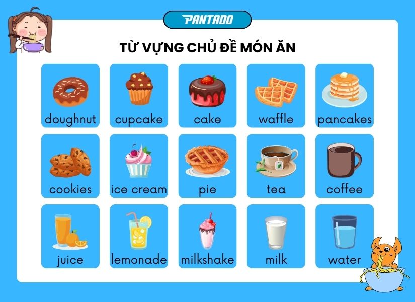 Một số từ vựng gợi ý về các món ăn phổ biến