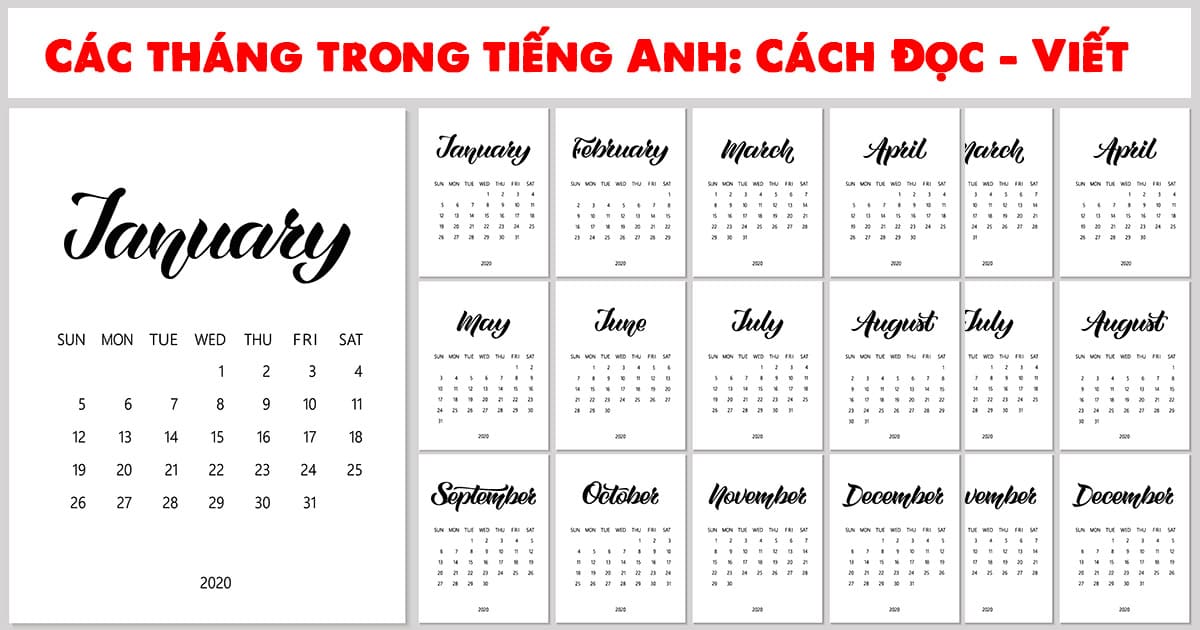 Cách viết các tháng trong tiếng Anh