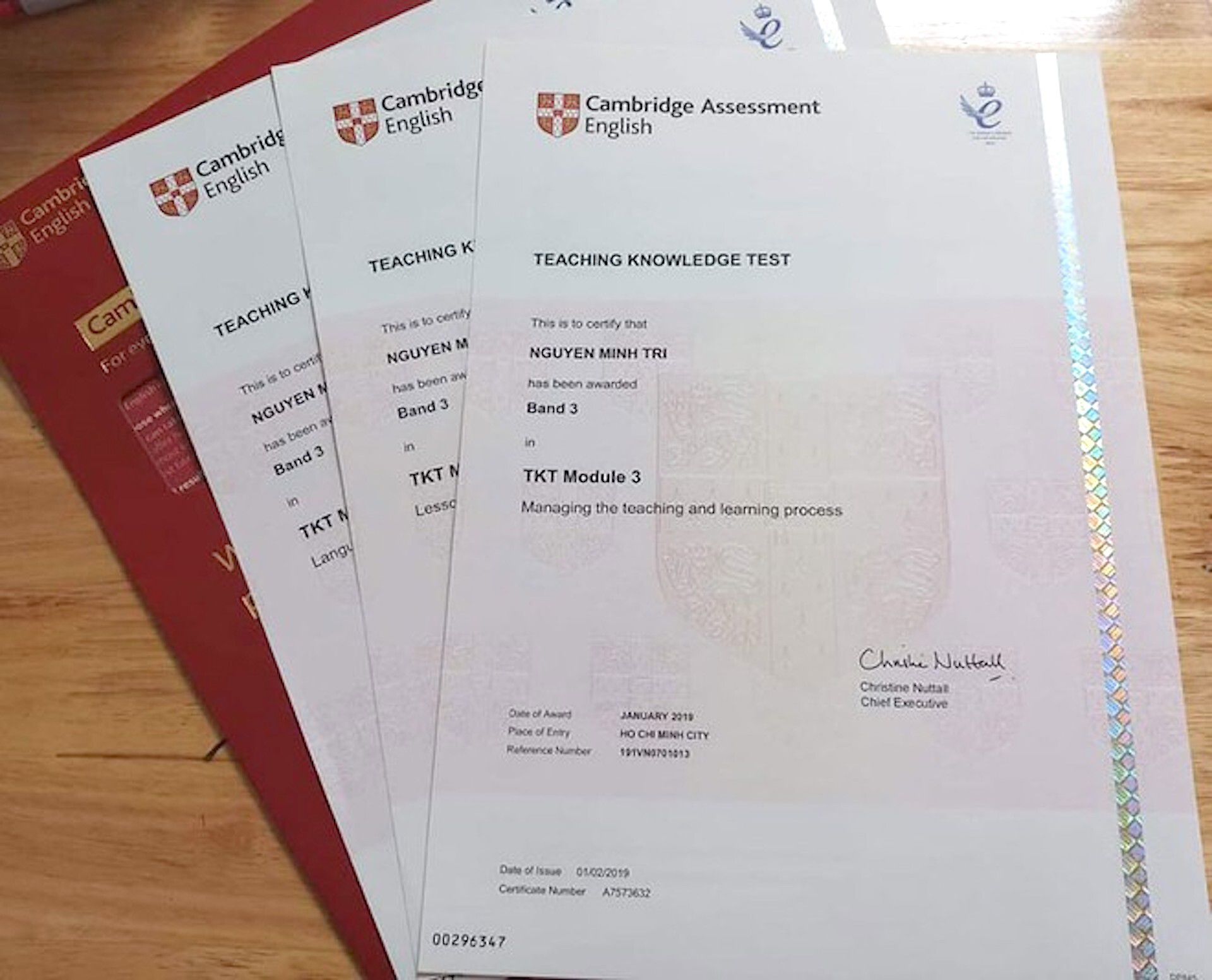 Chứng chỉ Cambridge có thời hạn vĩnh viễn