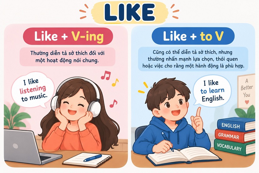 Like to-V và V-ing