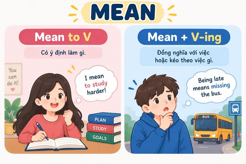 Mean to-V và V-ing