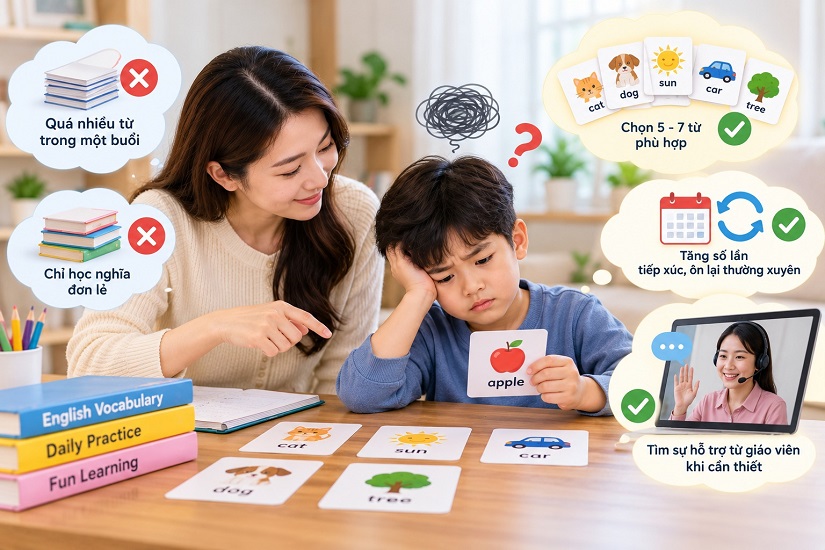 Nên làm gì khi trẻ học từ vựng không nhớ