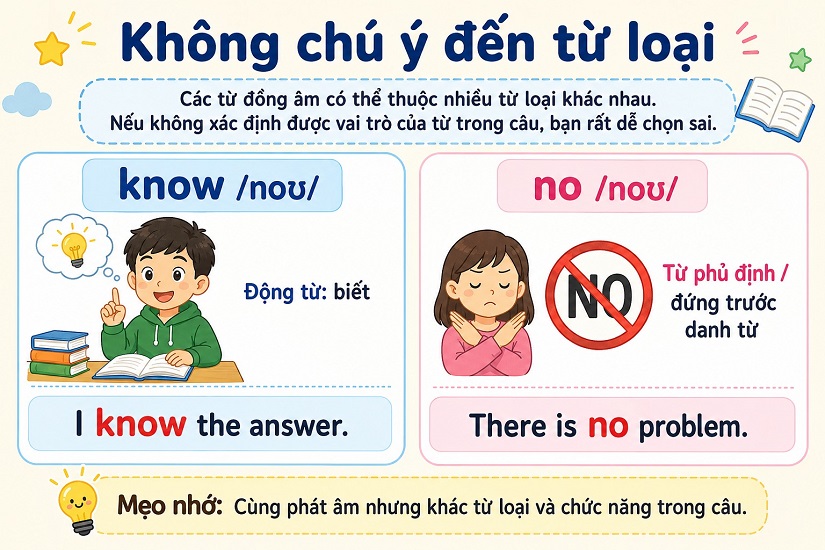 Sai lầm khi không chú ý đến từ loại