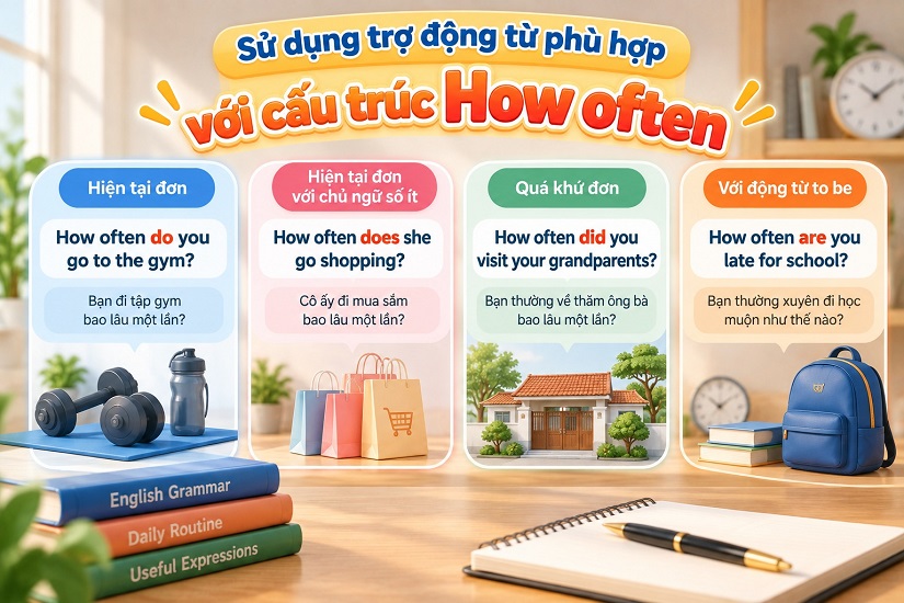 Cách sử dụng trợ động từ với cấu trúc How often