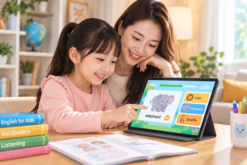 Sử dụng ứng dụng học tiếng Anh cho trẻ