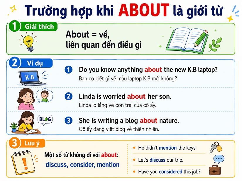 Trường hợp about là giới từ