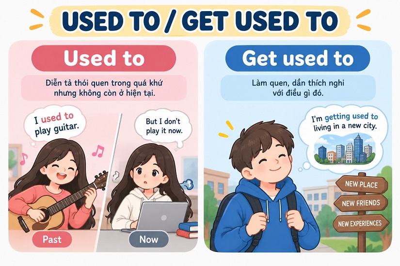Used to V và used to V-ing