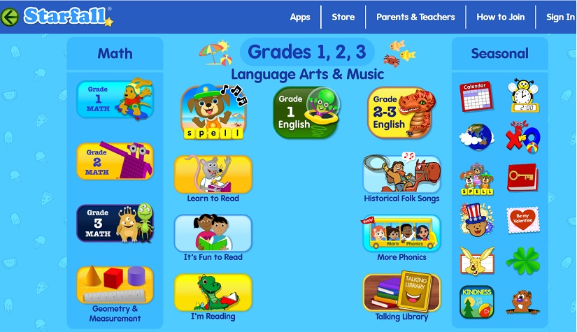 Website học tiếng Anh Starfall
