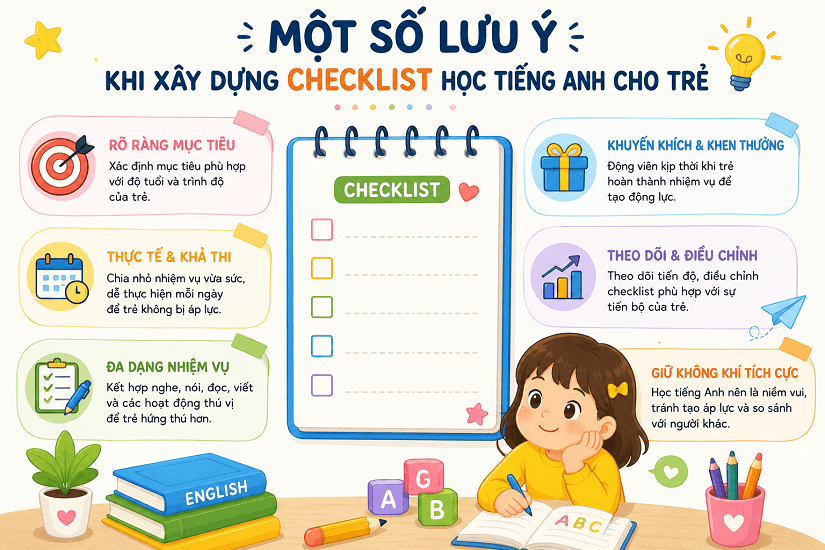Những lưu ý khi xây dựng checklist học tiếng Anh cho con