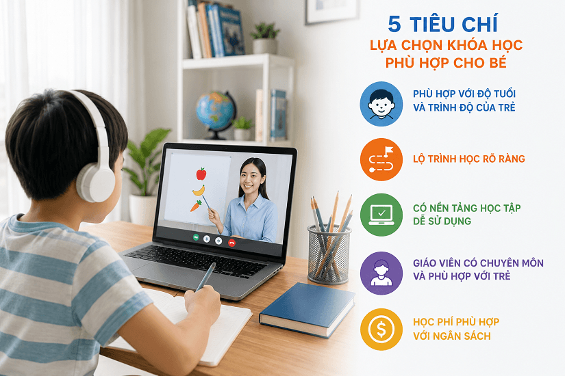Tiêu chí lựa chọn khóa học tiếng Anh online cho bé