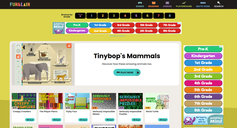 Funbrain giúp trẻ vừa mở rộng vốn từ vừa cải thiện kỹ năng đọc hiểu