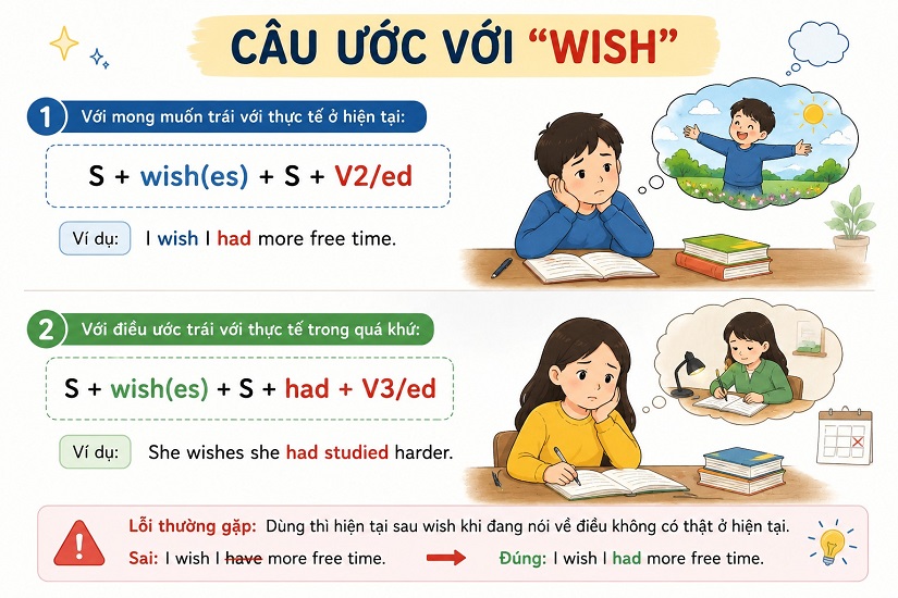 Ngữ pháp về câu ước với wish