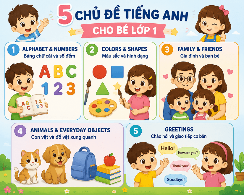 Những chủ đề tiếng Anh nên cho bé lớp học