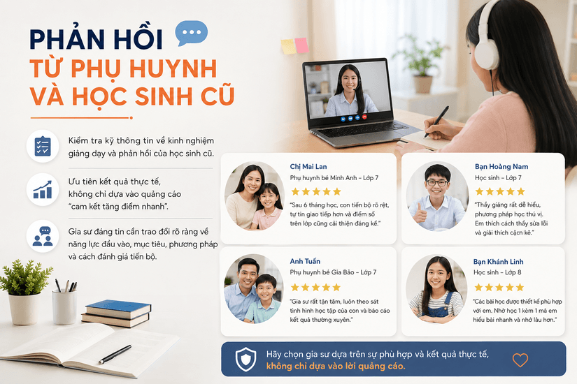 Phụ huynh có thể xem đánh giá của những khách hàng cũ