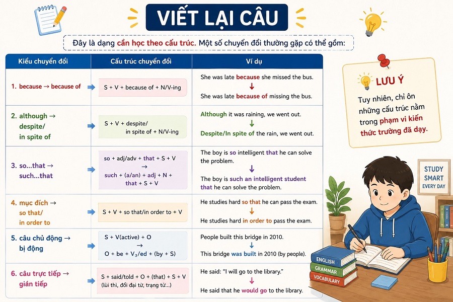 Tập viết lại câu tiếng Anh quen thuộc