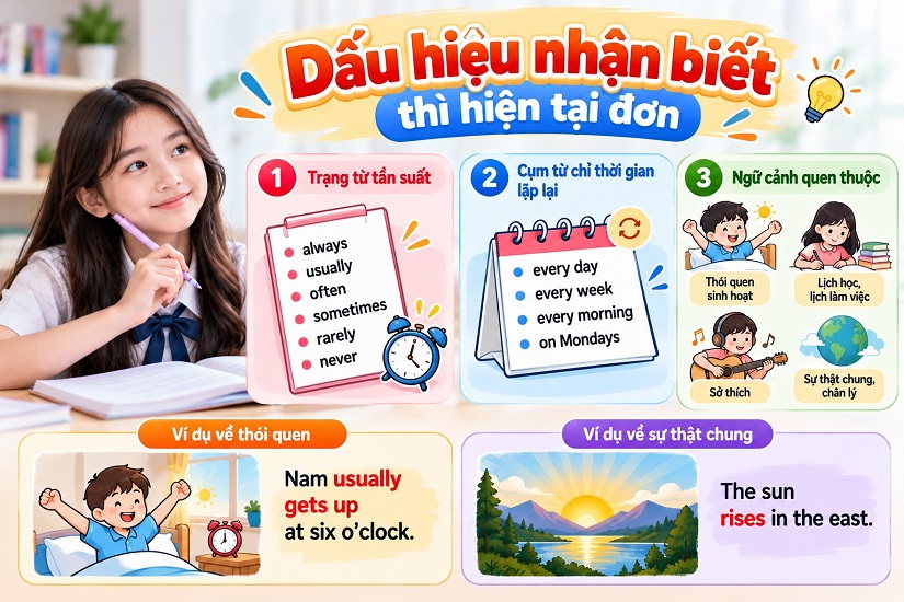Dấu hiệu nhận biết thì hiện tại đơn