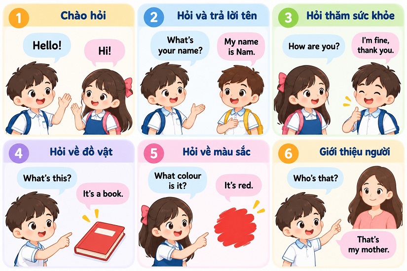 Mẫu câu giao tiếp đơn giản dễ xuất hiện trong đề thi