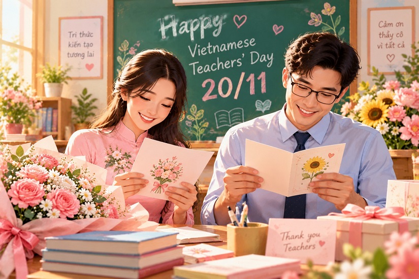 Mẫu viết thiệp chúc mừng thầy cô giáo ngày 20/11