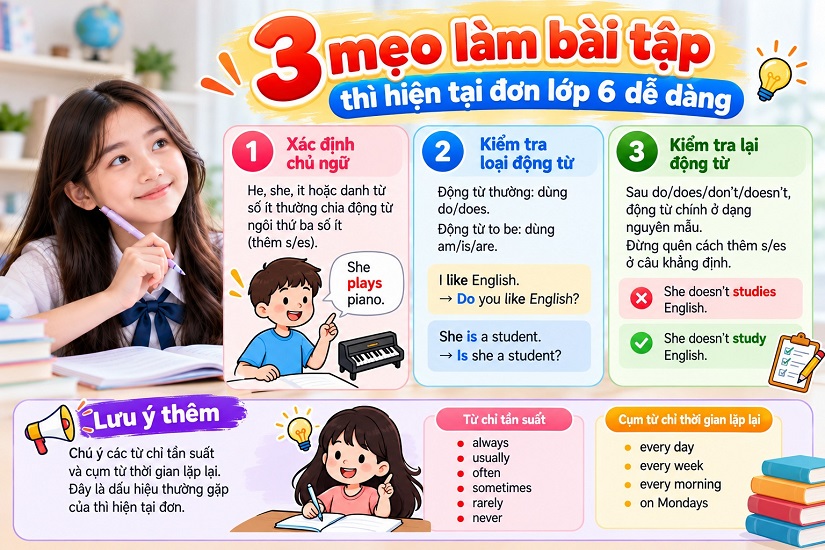 Mẹo làm bài tập thì hiện tại đơn