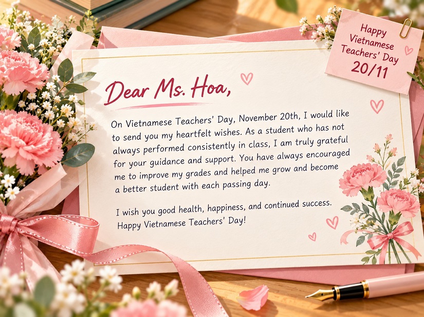 Thiệp chúc mừng cô giáo ngày 20/11 ý nghĩa