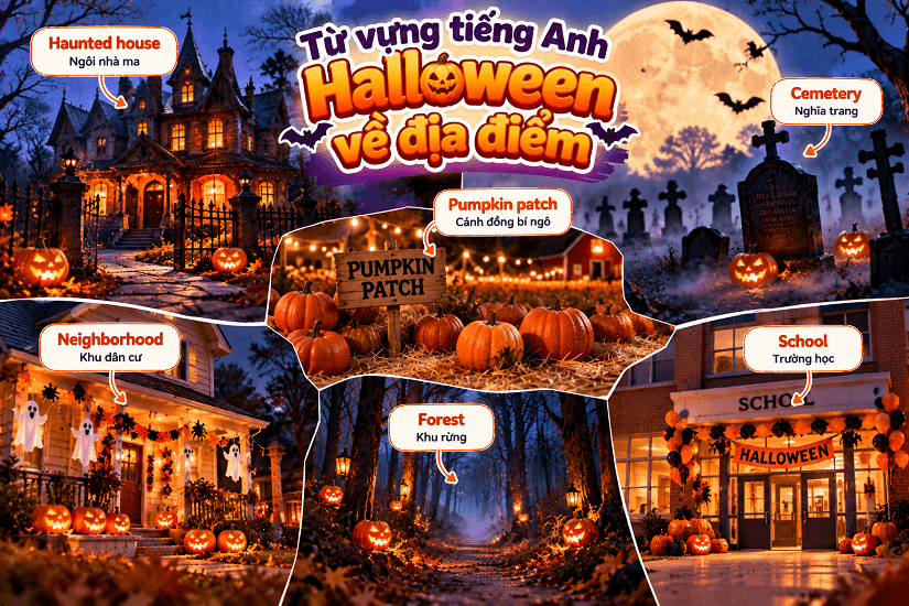 Từ vựng tiếng Anh Halloween về địa điểm