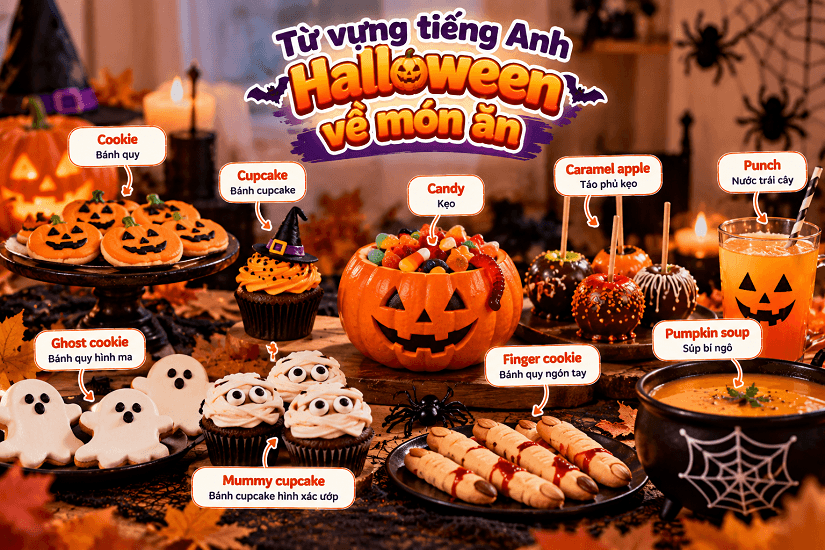 Từ vựng tiếng Anh Halloween về đồ ăn