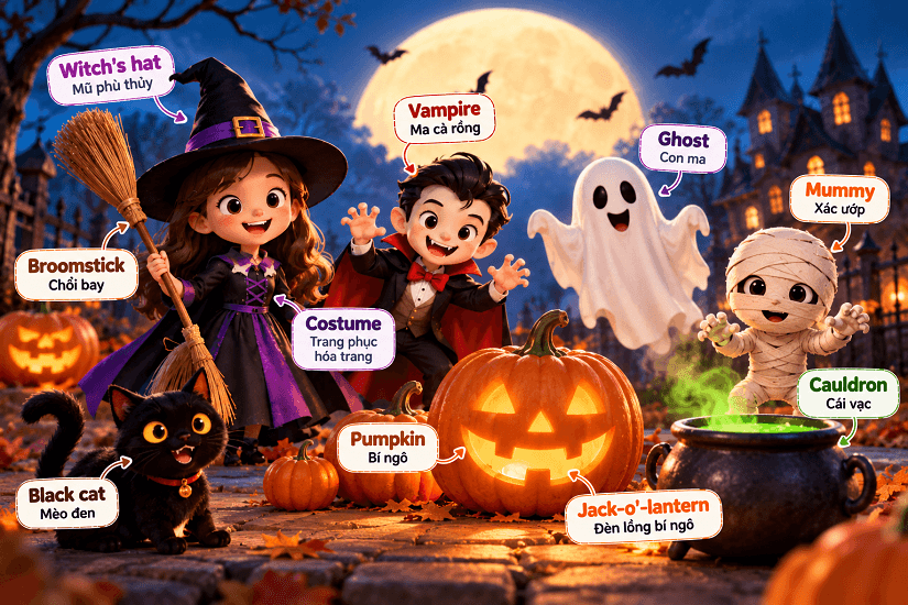 Từ vựng tiếng Anh ngày Halloween về nhân vật