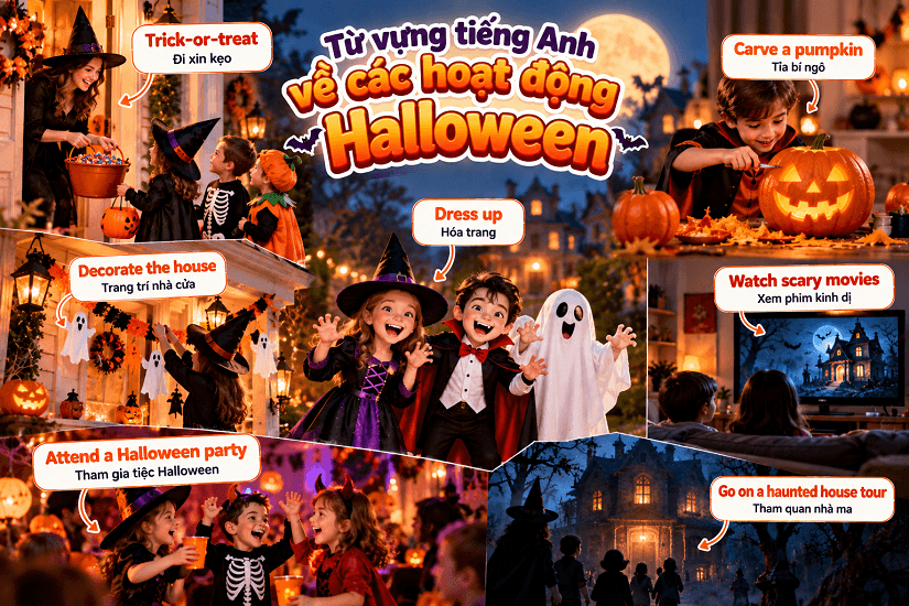 Từ vựng tiếng Anh về các hoạt động Halloween phổ biến
