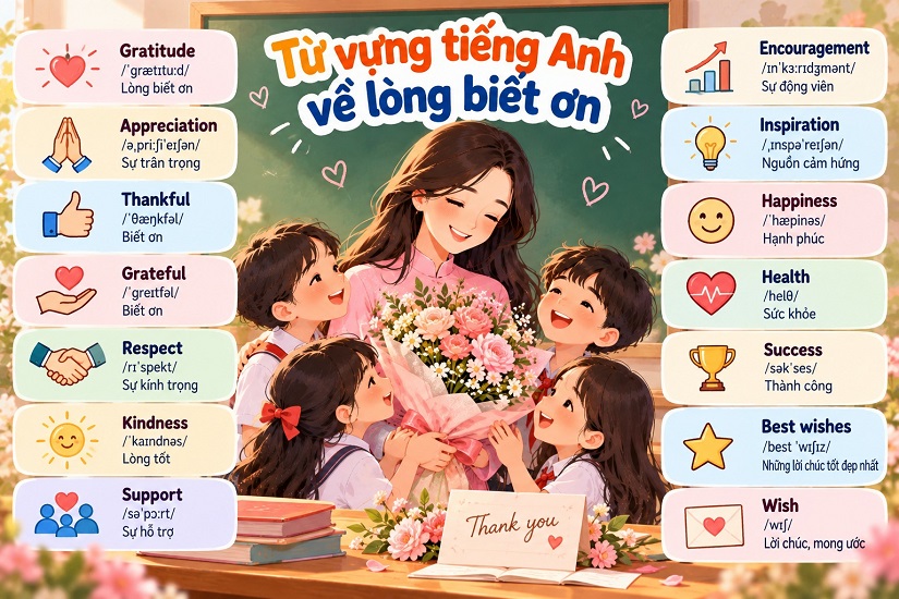 Từ vựng tiếng Anh về lòng biết ơn