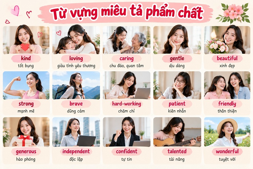 Từ vựng tiếng Anh về phẩm chất cửa phụ nữ