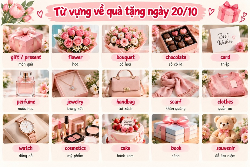 Từ vựng về quà tặng ngày 20/10 ý nghĩa