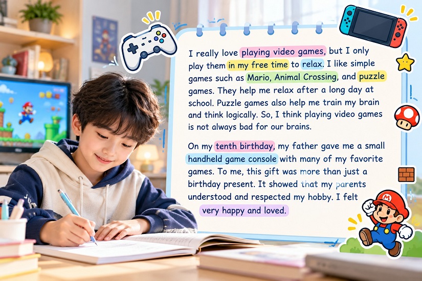 Viết về sở thích chơi game bằng tiếng Anh lớp 6
